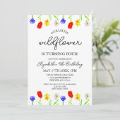 Little Wildflower 4th Birthday Kaart (Staand voorkant)