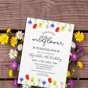 Little Wildflower 4th Birthday Kaart