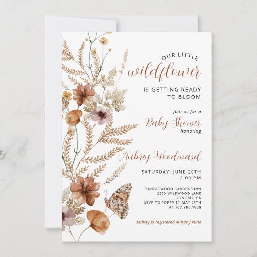 Little Wildflower Baby Bloom Baby shower Kaart (Voorkant)