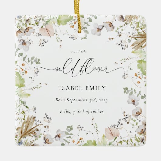 Little Wildflower Baby Eerste Kerstmis Keramisch Ornament (Voorkant)