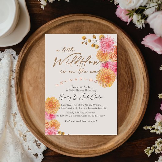 Little Wildflower Baby Meisje Douche Herfst Boeket Kaart