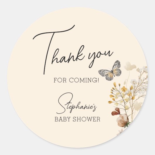 Little Wildflower Baby shower Bedankt Ronde Sticker (Voorkant)