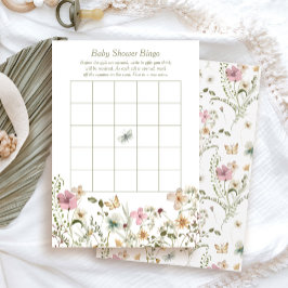 Little WildFlower Baby shower Bingo Game Kaart