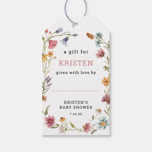 Little Wildflower Baby shower Display Douche Cadeaulabel (Voorkant)