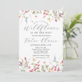 Little Wildflower Baby shower Invitation, Invitat Kaart (Staand voorkant)