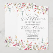 Little Wildflower Baby shower Invitation, Invitat Kaart (Voorkant / Achterkant)