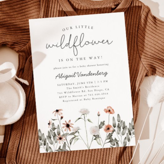 Little Wildflower Baby shower Invitation Kaart