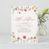 Little Wildflower Baby shower Invitation Kaart (Staand voorkant)