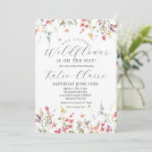 Little Wildflower Baby shower Invitation, Kaart (Staand voorkant)