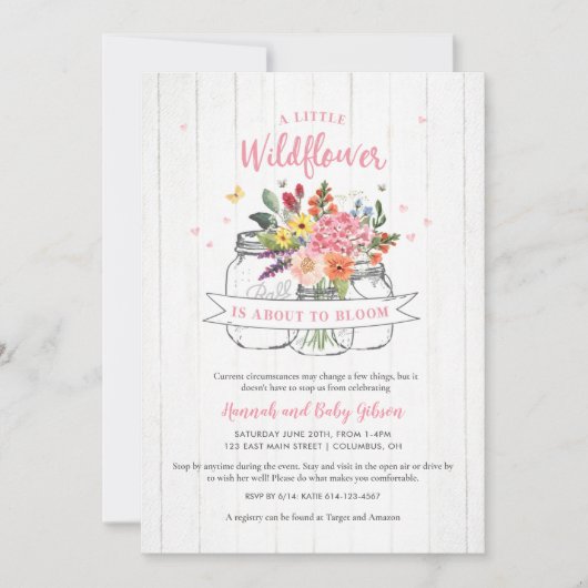 Little Wildflower Baby shower Invitation Kaart (Voorkant)