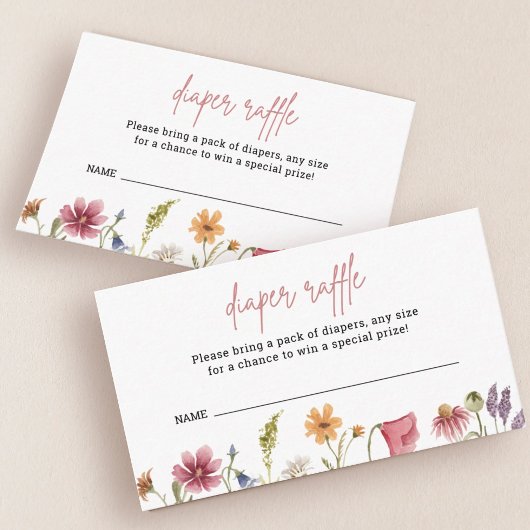 Little Wildflower Baby Shower Luiers Raffle Ticket Informatiekaartje