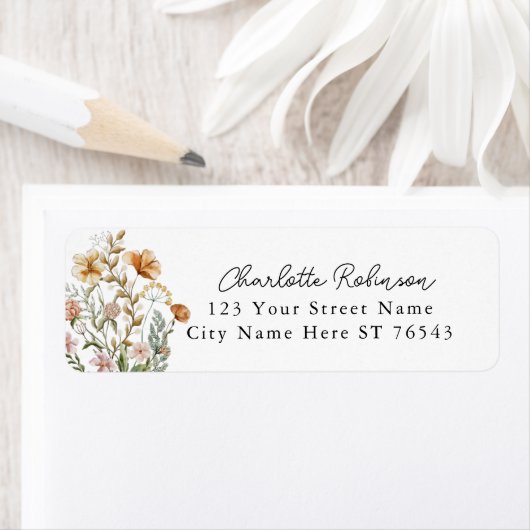 Little Wildflower Baby shower Return Address Label (Insitu)