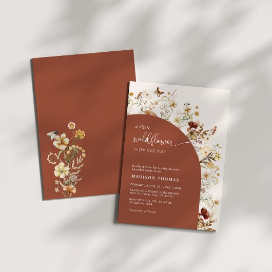 Little Wildflower Baby shower Terracotta Kaart
