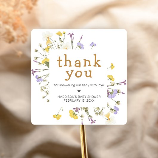Little Wildflower Baby Shower Vierkante Sticker