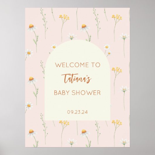 Little Wildflower Baby shower Welkom Poster teken (Voorkant)