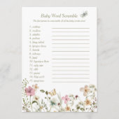 Little Wildflower Baby Word Scramble Game Kaart (Voorkant)