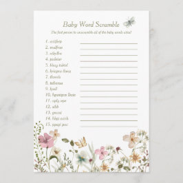 Little Wildflower Baby Word Scramble Game Kaart