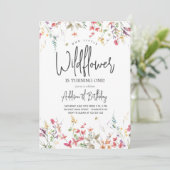 Little Wildflower Birthday Invitation Kaart (Staand voorkant)