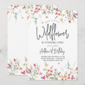 Little Wildflower Birthday Invitation Kaart (Voorkant / Achterkant)