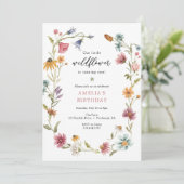 Little Wildflower Birthday Invitation Kaart (Staand voorkant)