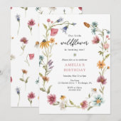 Little Wildflower Birthday Invitation Kaart (Voorkant / Achterkant)