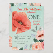 Little Wildflower Birthday Invitation Kaart (Voorkant / Achterkant)