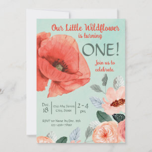Little Wildflower Birthday Invitation Kaart