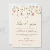 Little Wildflower Bloem 1e verjaardag Bedankkaart (Voorkant)