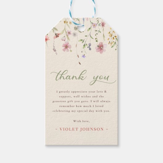 Little Wildflower Bloem 1e verjaardag Cadeaulabel (Voorkant)