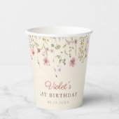 Little Wildflower Bloem 1e verjaardag Papieren Bekers (Voorkant)