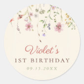 Little Wildflower Bloem 1e verjaardag Ronde Sticker (Voorkant)