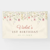 Little Wildflower Bloem 1e verjaardag Spandoek (Horizontaal)