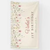 Little Wildflower Bloem 1e verjaardag Spandoek (Verticaal)