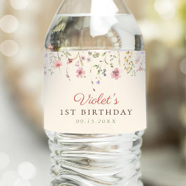 Little Wildflower Bloem 1e verjaardag Waterfles Etiket