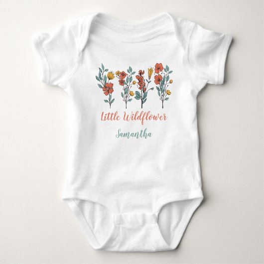 Little Wildflower bloemen gepersonaliseerde naam K Romper (Voorkant)