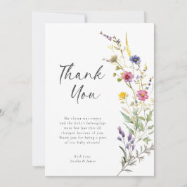 Little Wildflower Bloemen Meisje Baby shower Bedankkaart