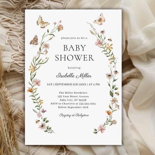 Little Wildflower Bloemen Meisje Baby shower Kaart