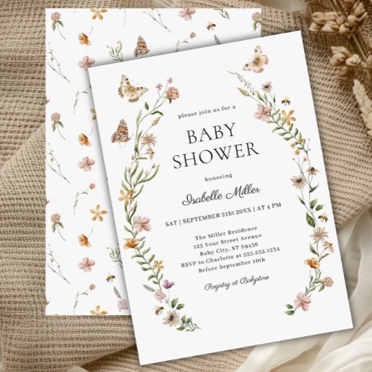 Little Wildflower Bloemen Meisje Baby shower Kaart