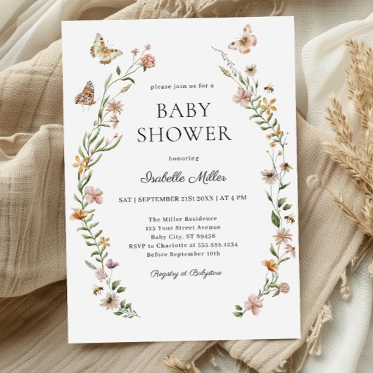 Little Wildflower Bloemen Meisje Baby shower Kaart