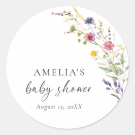 Little Wildflower Bloemen Meisje Baby shower Ronde Sticker