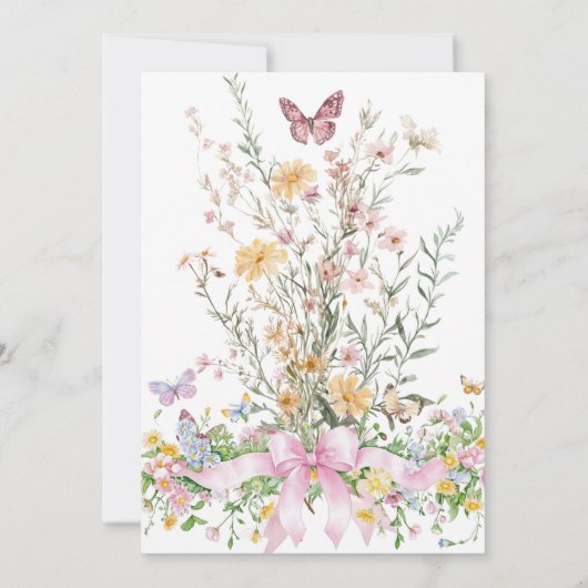 Little Wildflower Bloemen Roze Bow Meisje Baby sho Kaart (Achterkant)