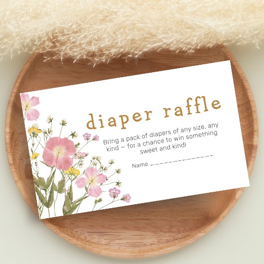 Little Wildflower Boho Baby Shower Diaper Raffle Informatiekaartje