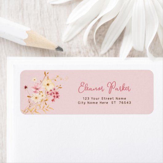 Little Wildflower Boho Baby shower Return Address Etiket (Insitu)
