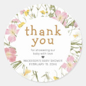 Little Wildflower Boho Baby Shower Ronde Sticker (Voorkant)
