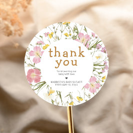 Little Wildflower Boho Baby Shower Ronde Sticker
