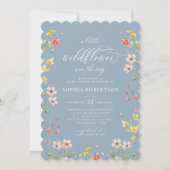 Little Wildflower Boho Chic Blue Baby shower Kaart (Voorkant)