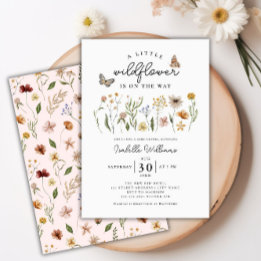 Little Wildflower Boho Floral Girl Baby shower Kaart