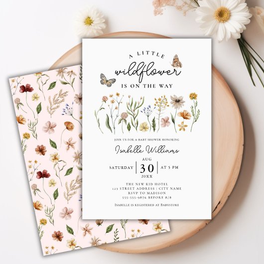 Little Wildflower Boho Floral Girl Baby shower Kaart
