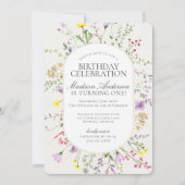 Little Wildflower Boho Floral verjaardagsfeestje Kaart (Voorkant)