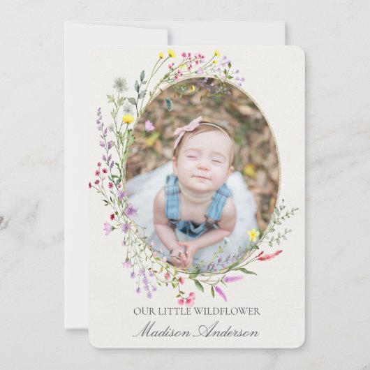 Little Wildflower Boho Floral verjaardagsfeestje Kaart (Achterkant)